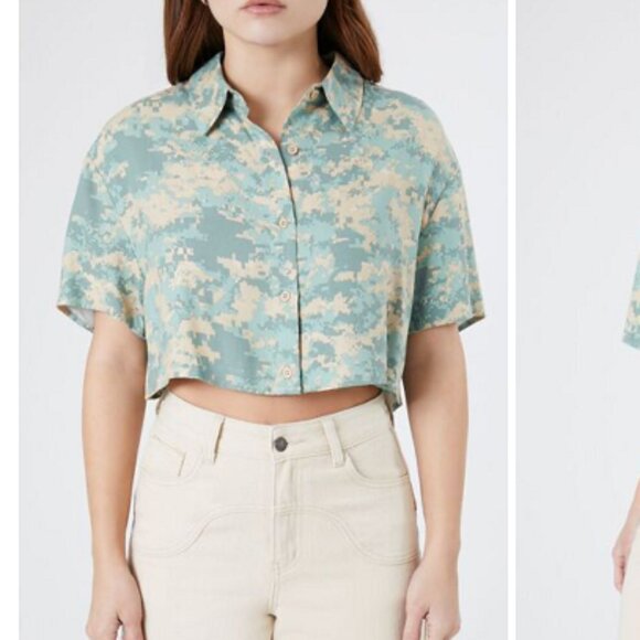 Aztec Button Down Crop Top size Large Forever 21 - Picture 7 of 8